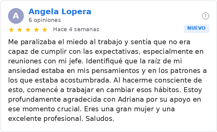 Reseña de Google sobre Adriana Barbosa 6 de 7